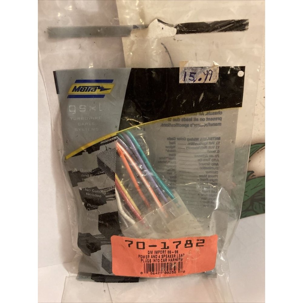 Metra 70-1782 gm import 86-96 power and 4 speaker lead plugs into harness New